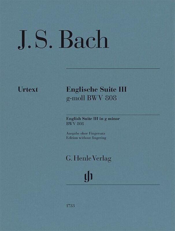 Bach English Suite No 3 G Minor BWV 808 Piano Solo Edition by G. Henle Verlag