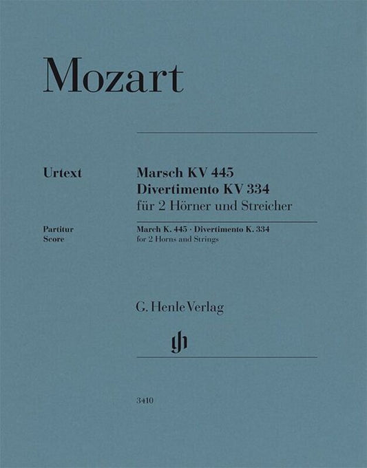 March K 445 and Divertimento K 334 Full Score for Horns and Strings