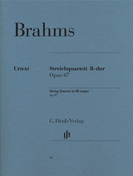 String Quartet Op 67 B Flat Urtext by Johannes Brahms, G. Henle Verlag, for Cello, Viola, Violin, 64 pages