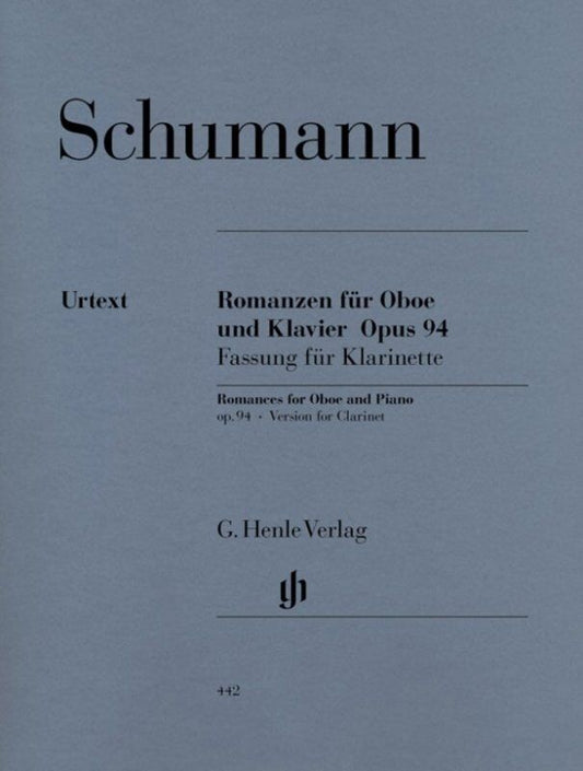 Schumann - 3 Romances Op. 94 for Clarinet and Piano, G. Henle Verlag Edition, 32 Pages