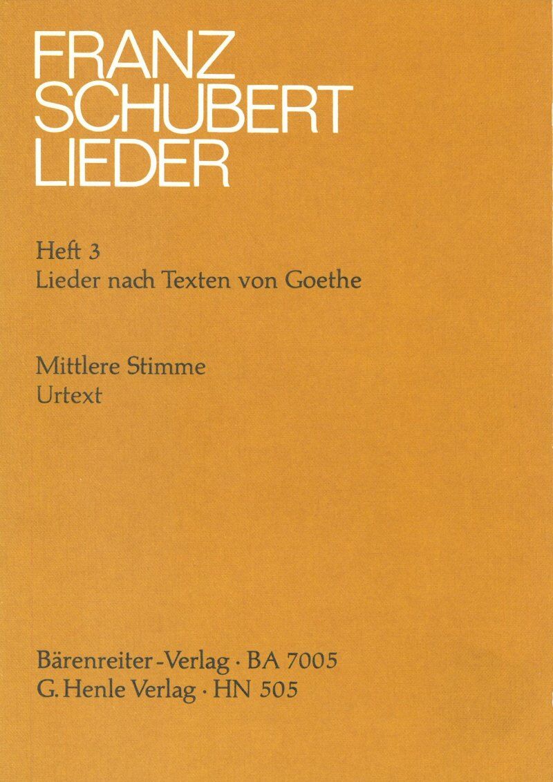 Lieder Book 3 Medium Voice with Lyrics by Goethe, Schubert - G. Henle Verlag, 80 Pages