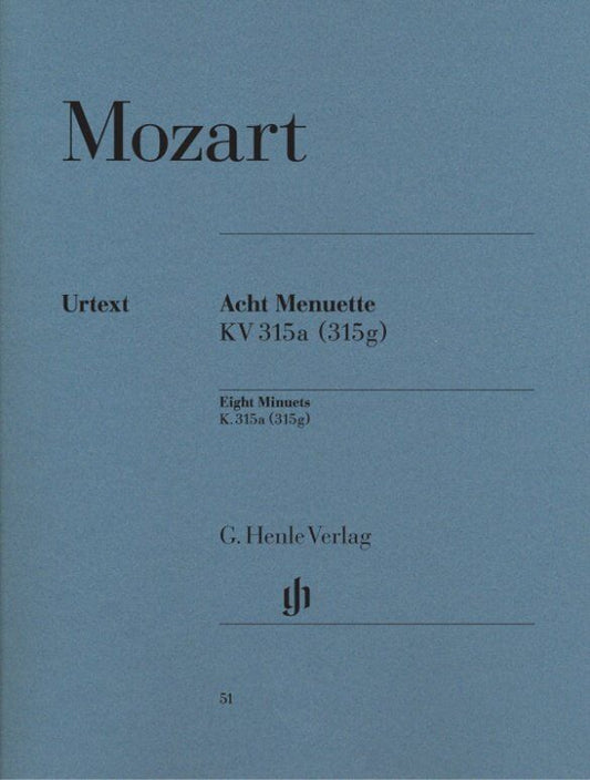 Mozart - Eight Minuets K 315A (K 315G) for Piano Solo, 11 Pages, Published by G. Henle Verlag
