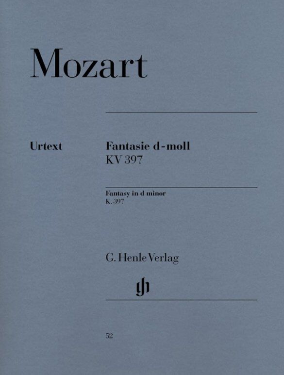 Mozart Fantasy D Minor K. 397 Urtext Edition for Piano Solo, Edited by Ullrich Scheideler, 8 Pages, G. Henle Verlag