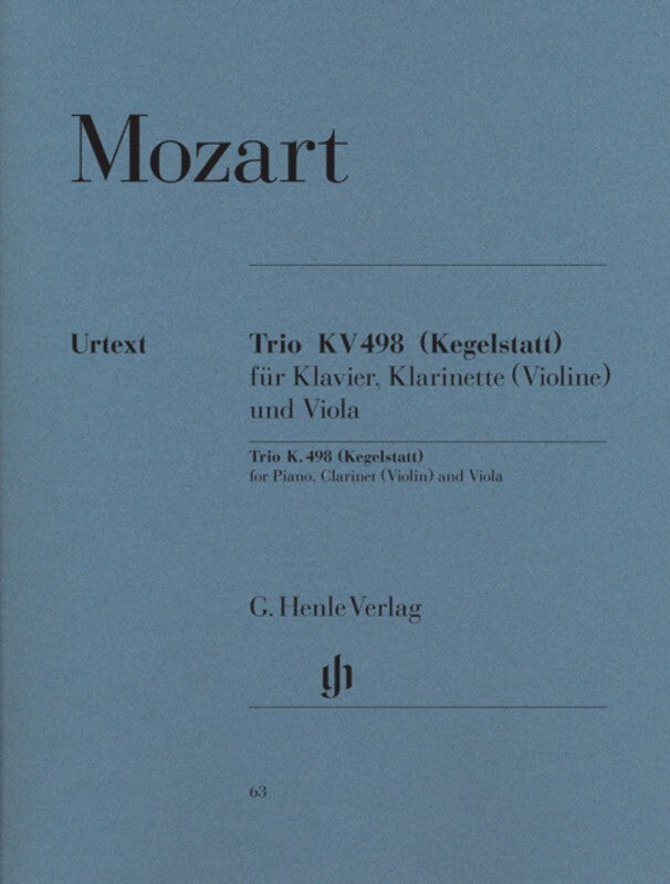 Mozart - Trio E Flat K498 Piano/Cla(Violin)/Vla (Music Score/Parts) Book