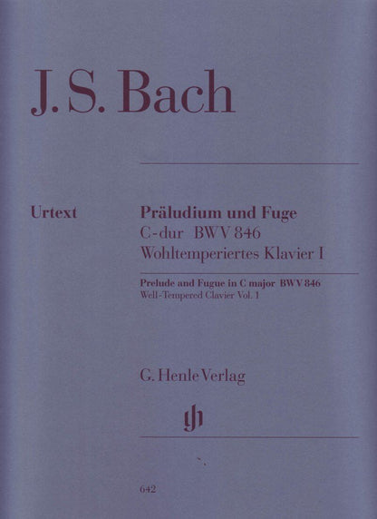 Bach Prelude and Fugue C Major BWV 846 Urtext Edition for Piano Solo, Edited by Heinemann, Fingering by Schiff, 7 Pages