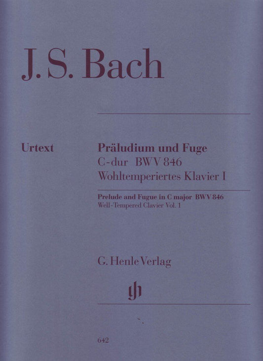 Bach Prelude and Fugue C Major BWV 846 Urtext Edition for Piano Solo, Edited by Heinemann, Fingering by Schiff, 7 Pages