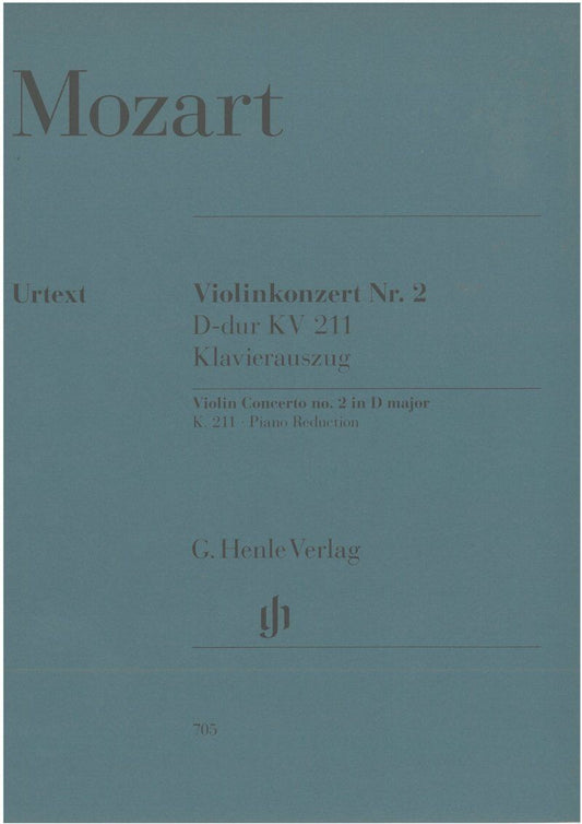 Mozart Violin Concerto No. 2 in D major K. 211 Urtext Edition by G. Henle Verlag, 45 pages