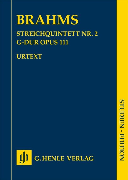 Brahms String Quintet No. 2 G Major Op. 111 Study Score by G. Henle Verlag, 55 Pages, Cello