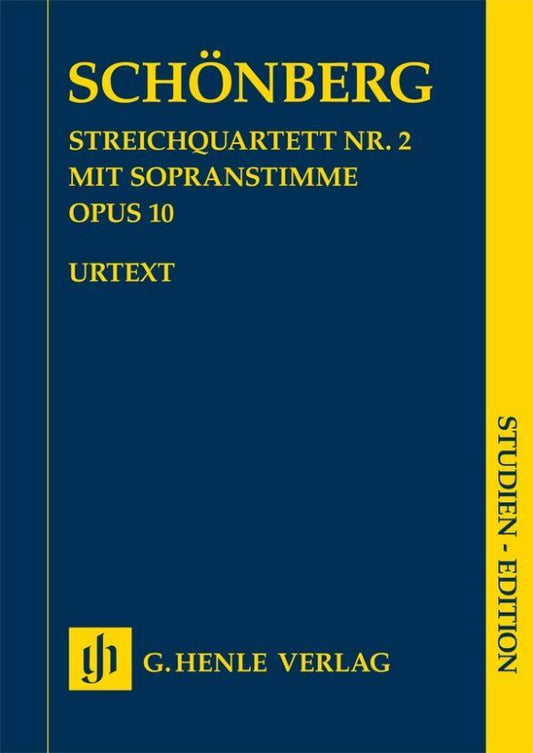 Schoenberg String Quartet No. 2 Op. 10 with Soprano Score, G. Henle Verlag, Study Score, 99 Pages, Viola and Cello