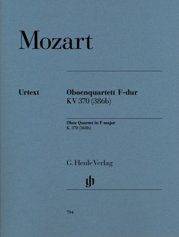 Mozart - Oboe Quartet K 370 Oboe/Violin/Viola/Cello Parts (Set Of Parts) Book