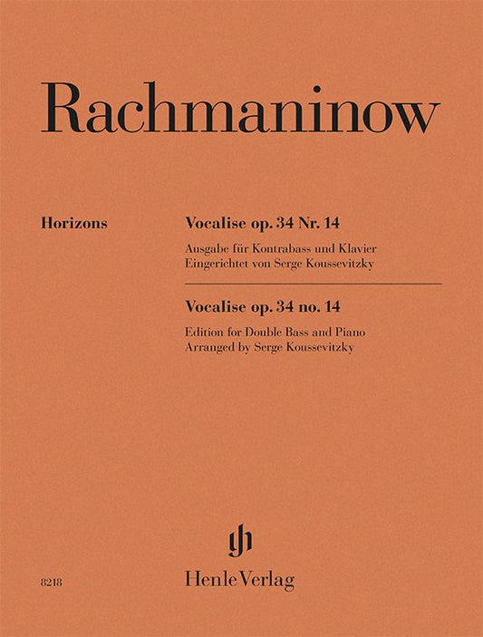 Rachmaninoff - Vocalise Op 34 No 14 For Double Bass & Piano (G. Henle Verlag)