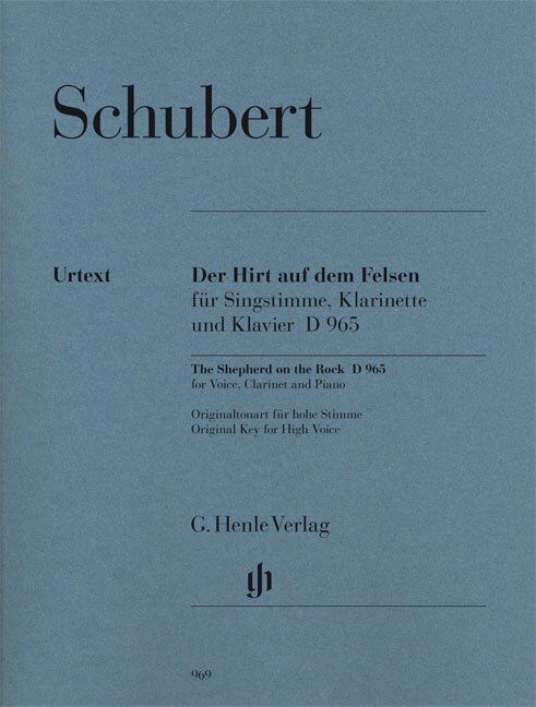Shepherd on the Rock for Voice and Clarinet by Franz Schubert, published by G. Henle Verlag, 1 page