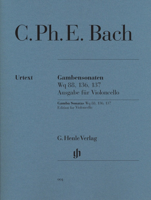 Gamba Sonatas Wq 88 136 137 Cello Urtext (Softcover Book)