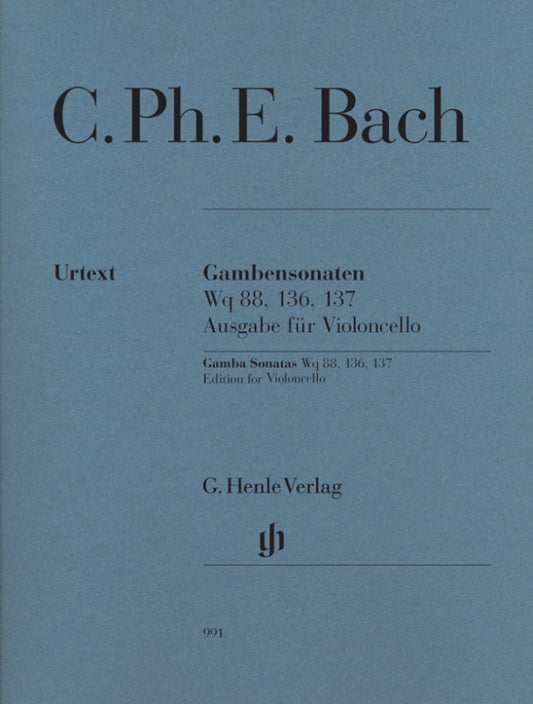 Gamba Sonatas Wq 88 136 137 Cello Urtext (Softcover Book)