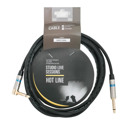 Hot Line 10ft Pro Guitar Cable, 6.7mm Straight to Right Angle, Satin Chrome with Gold Connectors — view 2