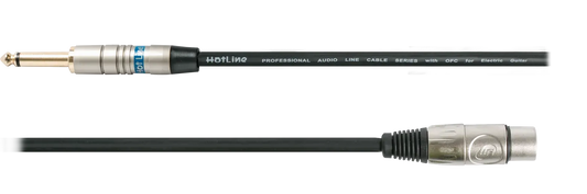 Hot Line 20ft Microphone Cable, Black Female XLR to Male Jack (Model HOT20H)