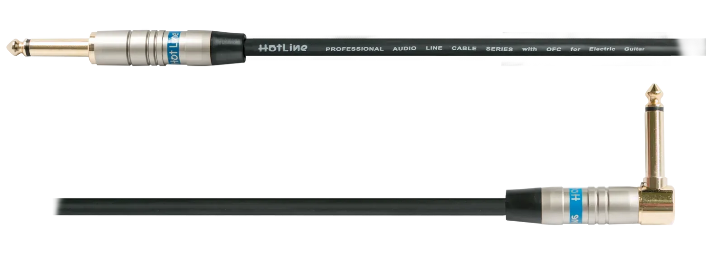 Hot Line HOT60SL 20ft Guitar Cable Straight/Right Angle Black