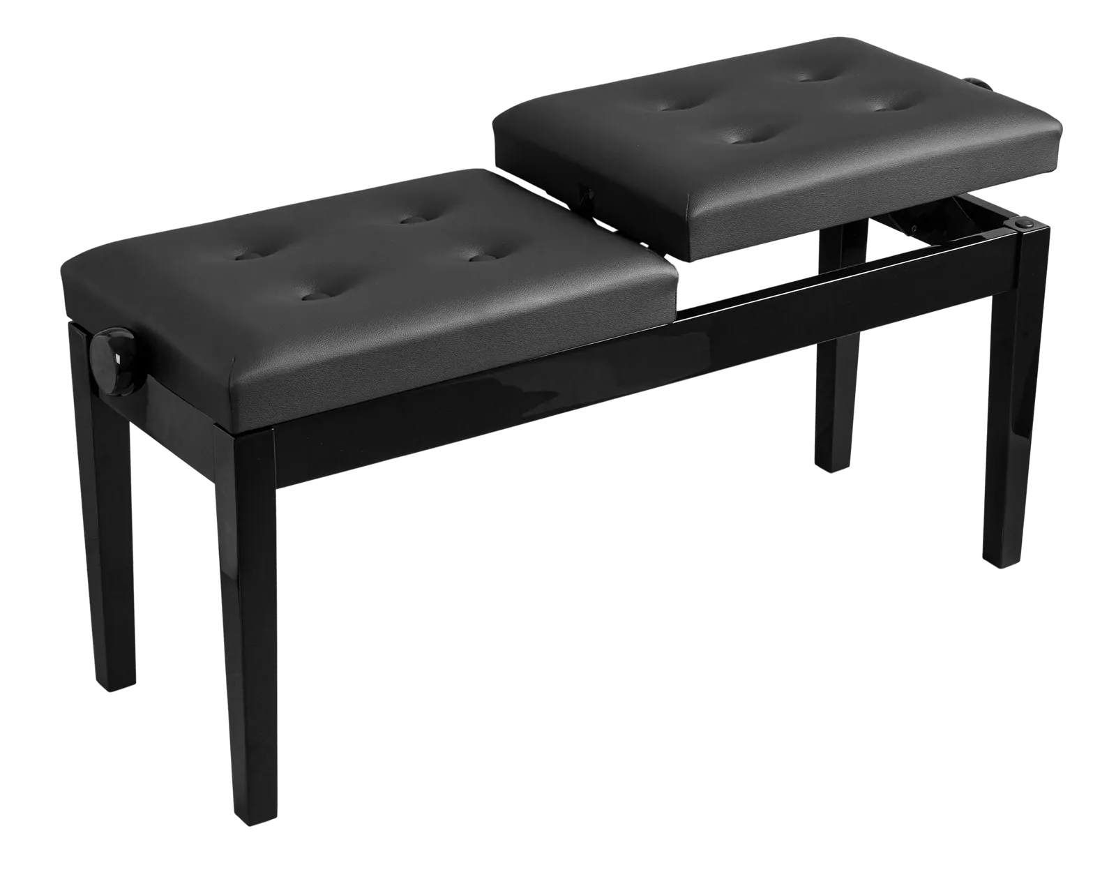 Hemingway Duet Piano Bench HPB44B - Adjustable Height Black Vinyl Seats