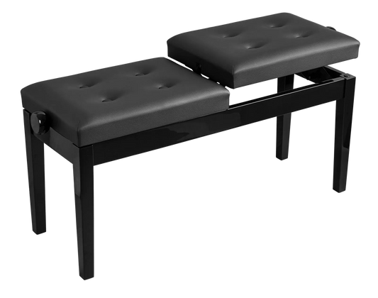 Hemingway Duet Piano Bench HPB44B - Adjustable Height Black Vinyl Seats