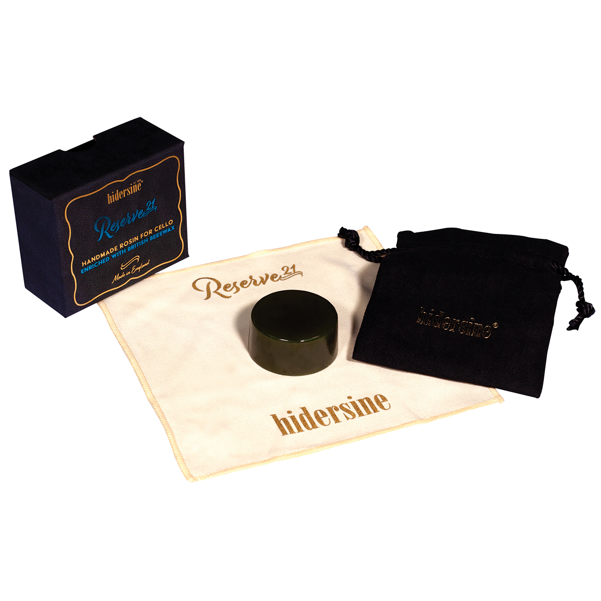 Hidersine Reserve21 Dark Cello Rosin 30g with British Beeswax in Velveteen Bag
