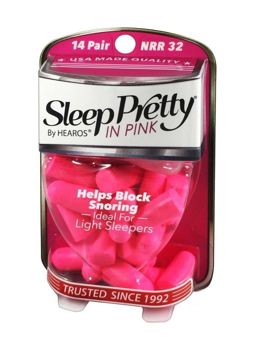 HEAROS Sleep Pretty In Pink Women's Ear Plugs, 14 Pairs Soft HO5200