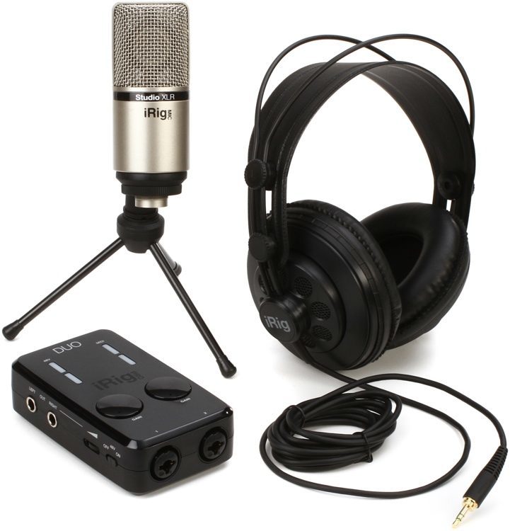 IK Multimedia iRig Pro Duo Studio Suite Bundle with  XLR Mic, Headphones & Software