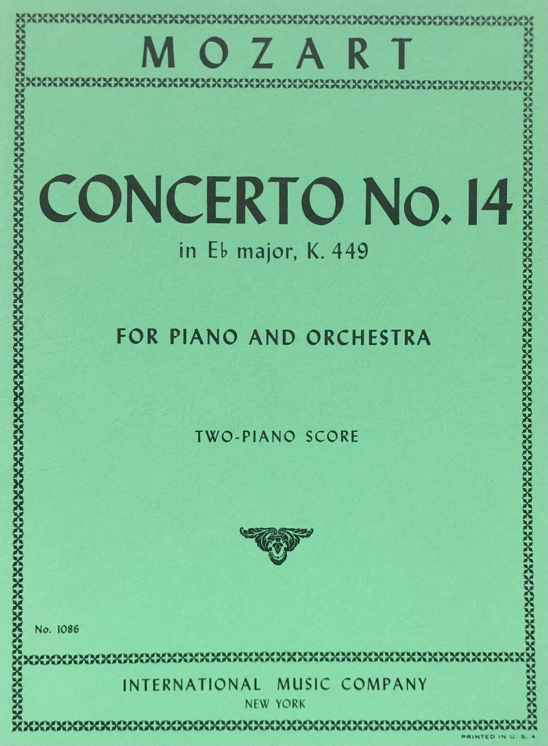 Mozart - Concerto No. 14 in E Flat Major K 449, Two Piano Score for 2 Pianos, 4 Hands