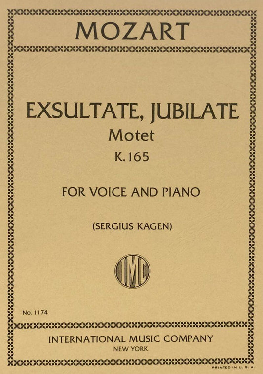 Mozart Exsultate Jubilate Motet K 165 Vocal Score for Soprano and Piano