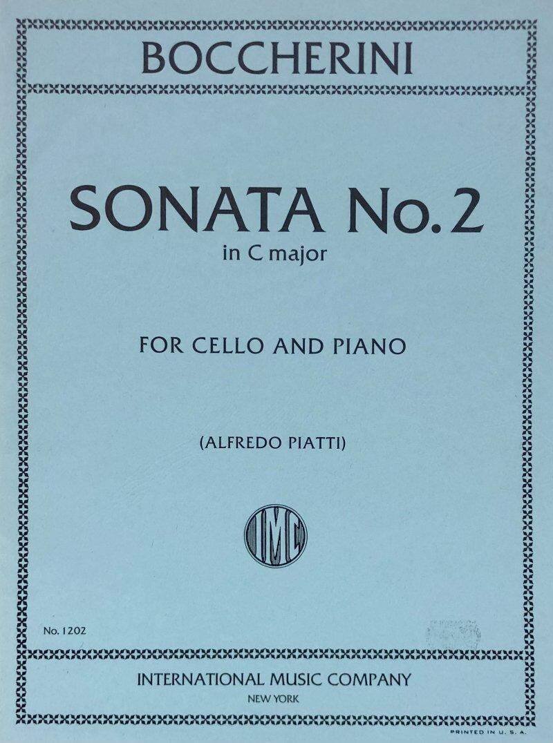 Boccherini - Sonata No. 2 in C Major for Cello and Piano, Edited by Alfredo Carlo Piatti, International Music Company, 1 Page