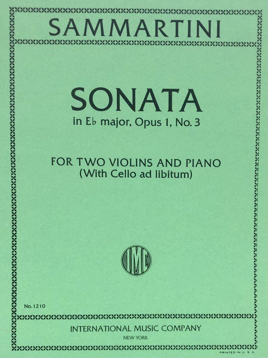 Sonata in E Flat Major, Op. 1 No. 3 for Violin with Cello ad libitum by Giovanni Battista Sammartini