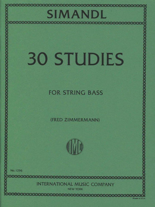 SIMANDL 30 Studies for Double Bass by Franz Simandl - International Music Company, 1 Page
