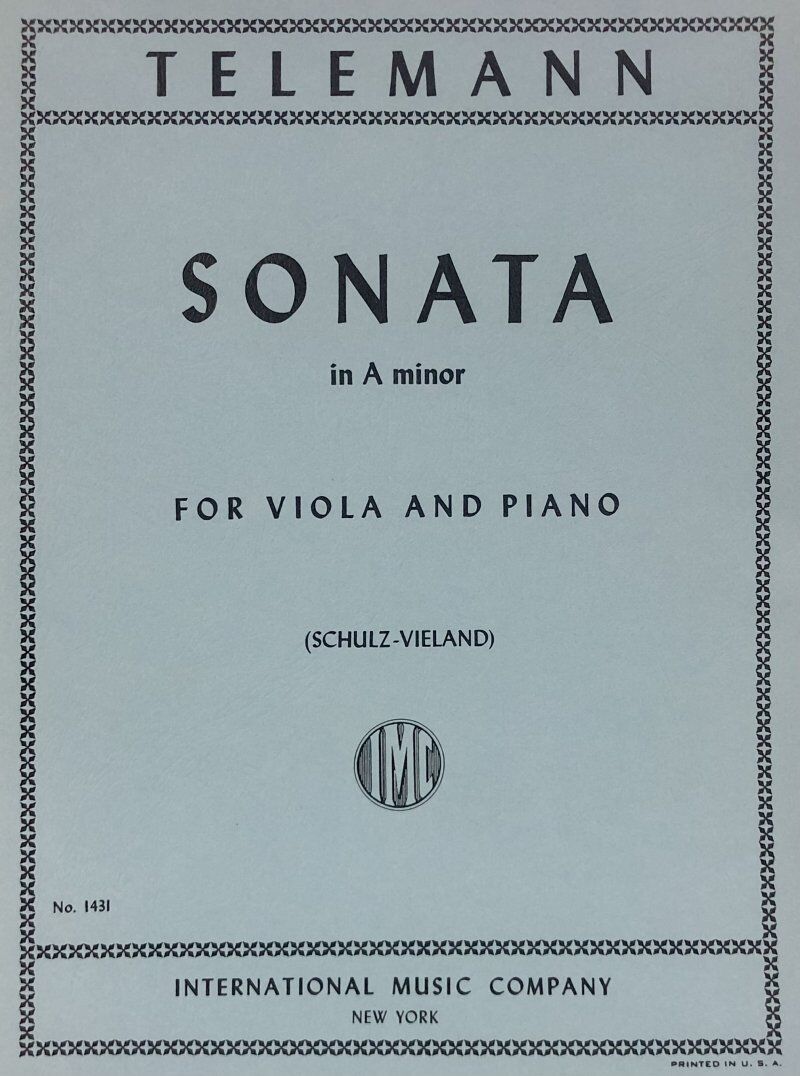 Sonata in A Minor for Viola by Telemann, Edited by Schulz/Vieland, Score & Part, International Music Company