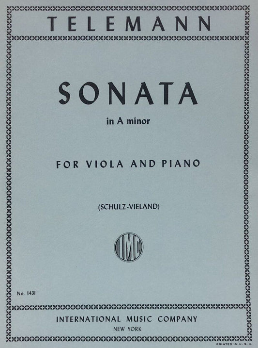 Sonata in A Minor for Viola by Telemann, Edited by Schulz/Vieland, Score & Part, International Music Company