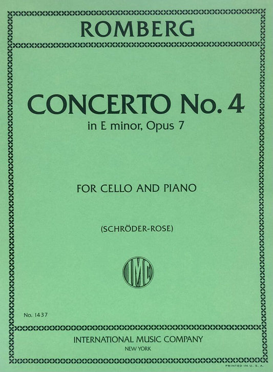 Romberg - Concerto No 4 in E Minor Op 7 for Cello/Piano