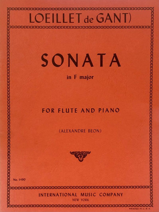 Loeillet - Sonata in F Major for Flute and Piano, Edited by Beon, Score and Part, International Music Company