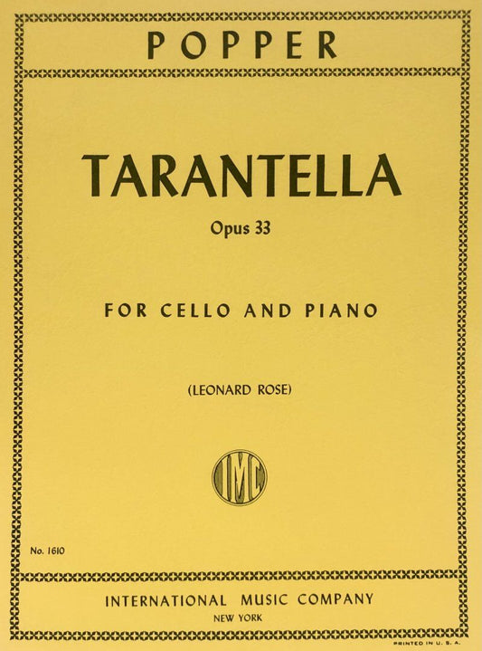 Popper - Tarantella Op. 33 for Cello and Piano, Score and Part