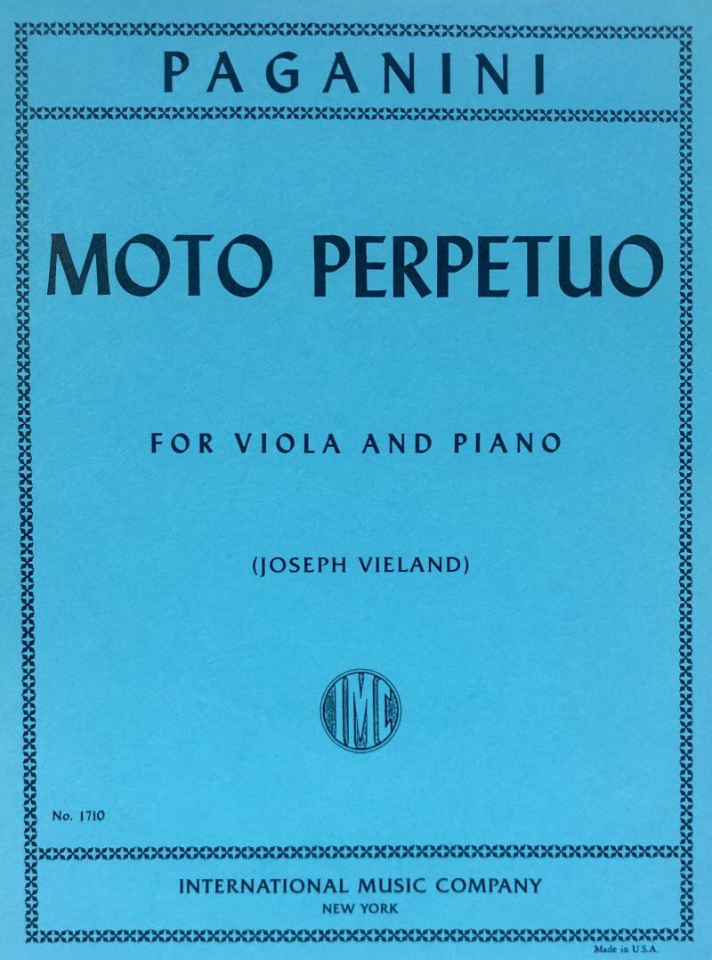 Moto Perpetuo Op. 11 for Viola Arranged by Joseph Vieland