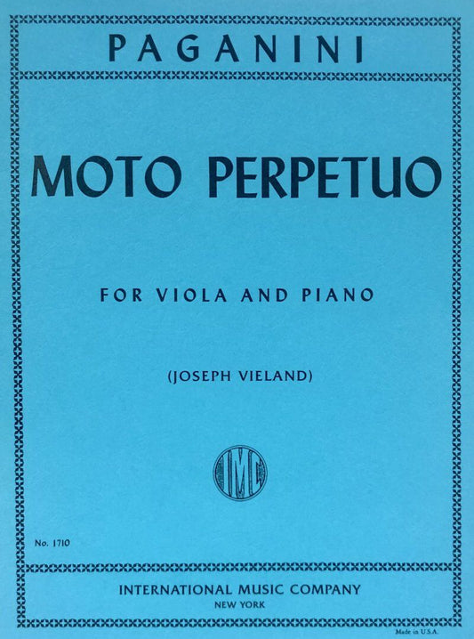 Moto Perpetuo Op. 11 for Viola Arranged by Joseph Vieland