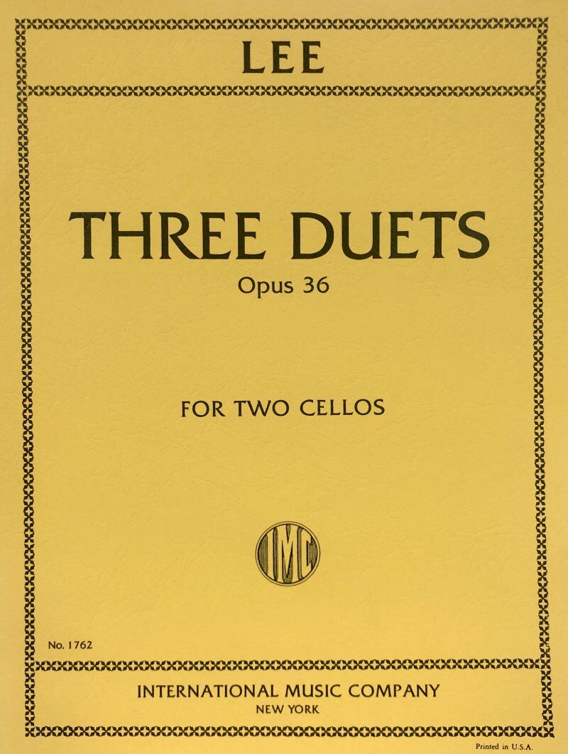 Lee 3 Duets Op. 36 for 2 Cellos, Composer: Sebastian Lee, Format: Cello Duet, Publisher: International Music Company, Pages: 1