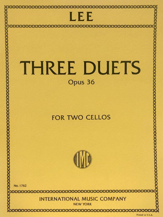 Lee 3 Duets Op. 36 for 2 Cellos, Composer: Sebastian Lee, Format: Cello Duet, Publisher: International Music Company, Pages: 1
