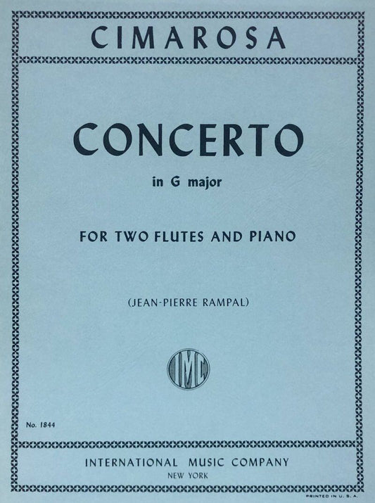 Cimarosa Concerto in G Major for 2 Flutes and Piano, Edited by Jean-Pierre Rampal, Score and Parts