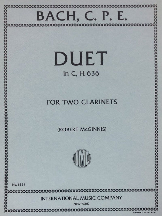 Bach - Duet in C Major H 636 for 2 Clarinets