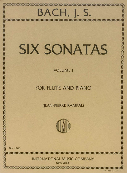 Bach: 6 Sonatas for Flute Volume I, BWV 1030-1032, Edited by Jean-Pierre Rampal, International Music Company