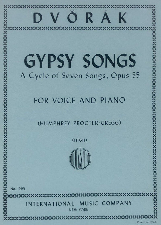 Dvorak Gypsy Songs Op. 55 for High Voice and Piano - Vocal Score, German/English, 7 Songs