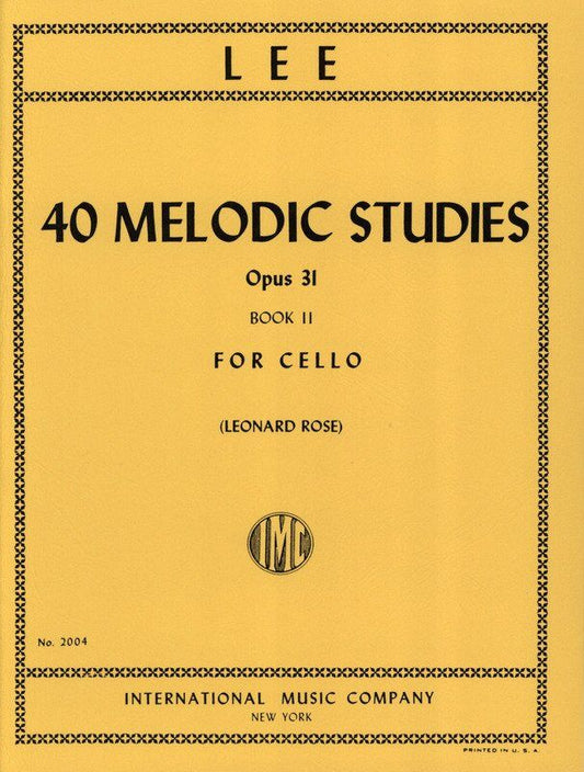 Lee 40 Melodic Studies Op 31 Vol 2 for Cello
