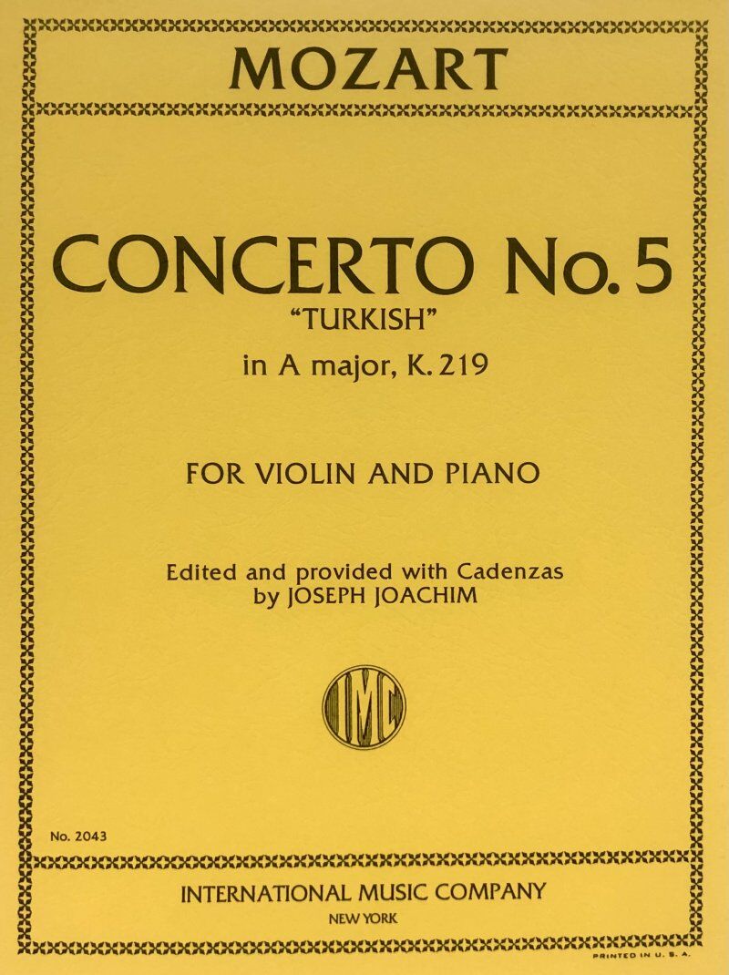Mozart Concerto No. 5 in A Major K. 219 for Violin/Piano Ed. Joachim