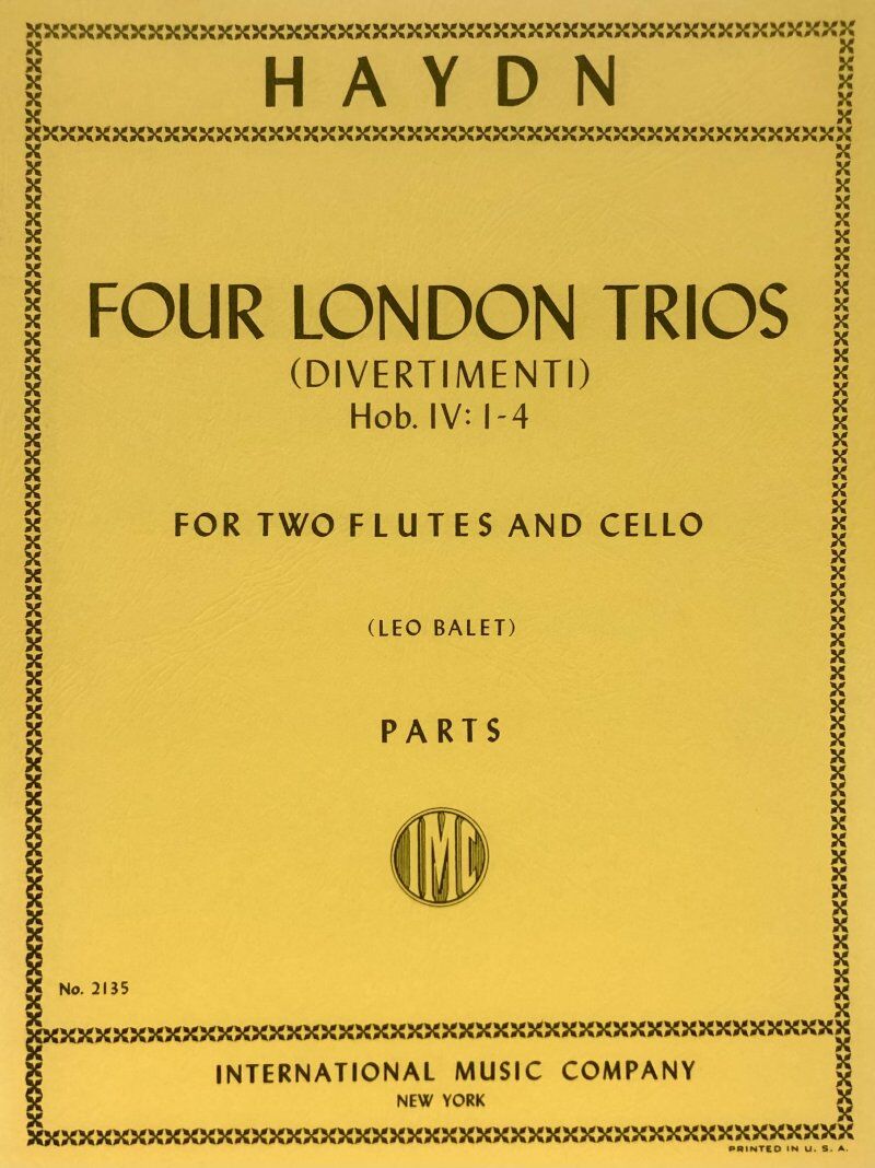 Haydn - Four London Trios Hob IV 1-4 for 2 Flutes and Cello
