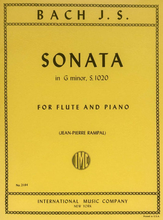 Bach - Sonata in G Minor BWV 1020 for Flute and Piano, Edited by Jean-Pierre Rampal, Grade 7, International Music Company