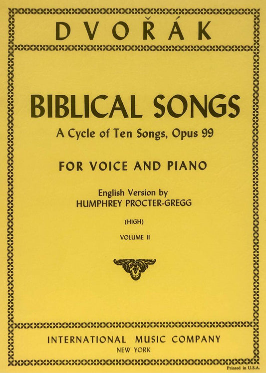 Dvorak - Biblical Songs Op 99 Vol 2 for High Voice and Piano