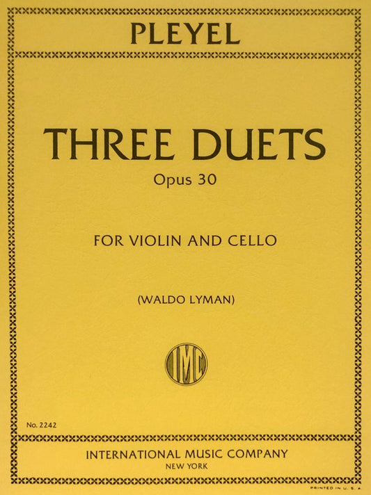 Duets 3 Op. 30 for Violin and Cello Edited by Waldo Lyman